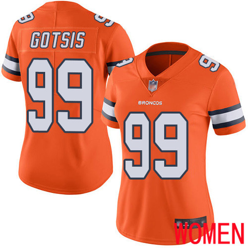 Women Denver Broncos 99 Adam Gotsis Limited Orange Rush Vapor Untouchable Football NFL Jersey